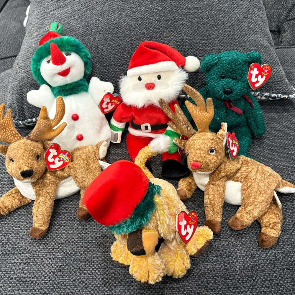 Ty Festive Plush Collection - Santa, Reindeer, Snowman, Bear